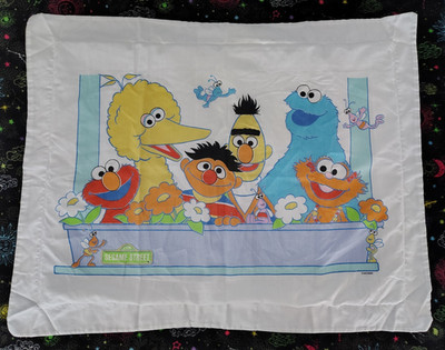  ️ Vintage SESAME STREET PILLOWCASE Flowerbox Standard Size Elmo Big Bird  ️