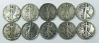MIXED DATE WALKING LIBERTY HALF DOLLAR LOT! 10 TOTAL COINS! INSANE! NR #P2164