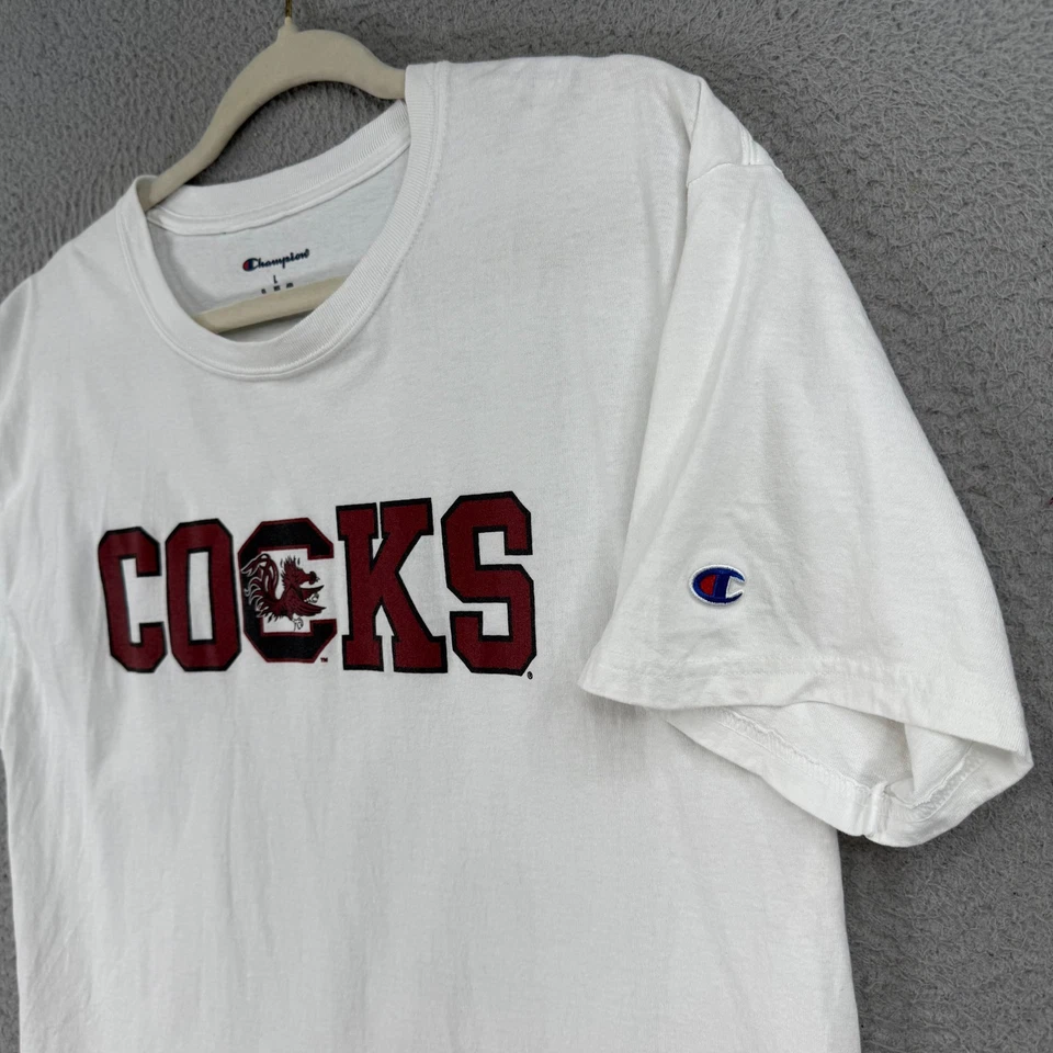 South Carolina Gamecocks Shirt MENS Large White Champion Athletic Cotton Tee - Image 4 of 4