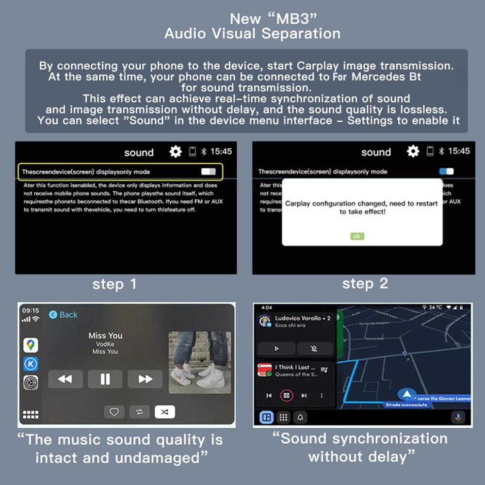 Car Module Wireless Carplay Android Mirror Link For Benz A B C CLA GLA ML NTG4.5