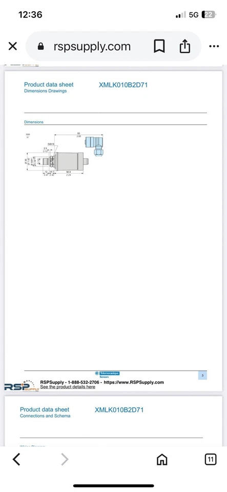 Telemecanique XLMK010B2D71 Pressure Transmitter - Image 4 of 4