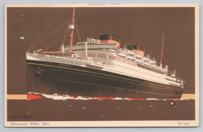 RMS Georgic Postcard Cunard White Star Line 1937 Bahamas Cruise Vintage