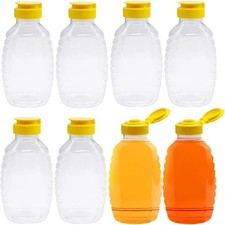 8 Pack 16Oz Clear Plastic Honey Bottles,Refillable Grade Honey Container,Squeeze