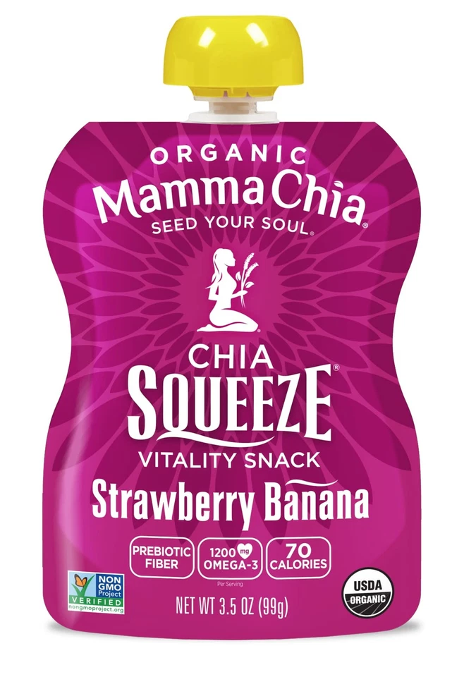 Mamma Chia Strawberry Banana Organic Fruit Snack Pack of 16 Non GMO Gluten Free - Image 3 of 4