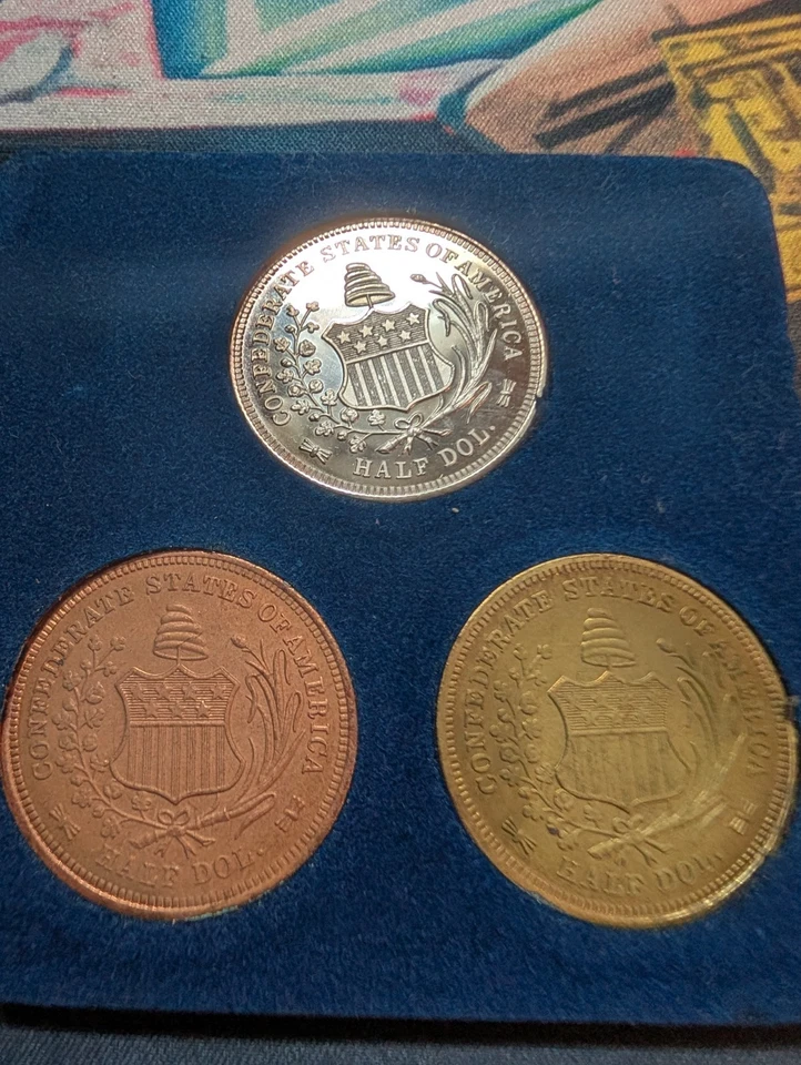 2002 Patrick Mint Confederate Half Dollar Restrike 3-Coin Set 999 Silver 1/1000 - Image 2 of 4