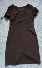 Tahari Arthur S. Levine Black Woven Stretch V-Neck Sheath Knee Dress 6