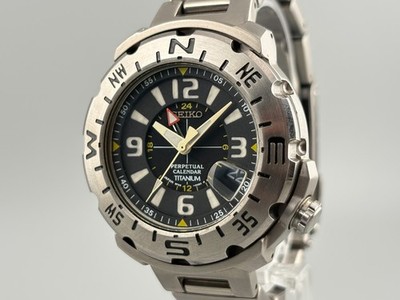 SEIKO PROSPEX 8F56-0070 SBCJ015 Perpetual Titanium GMT Men's Watch