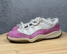 Air Jordan 11 Low Pink Snakeskin Sneaker Shoes Youth Girl's 3Y Nike 580522-108