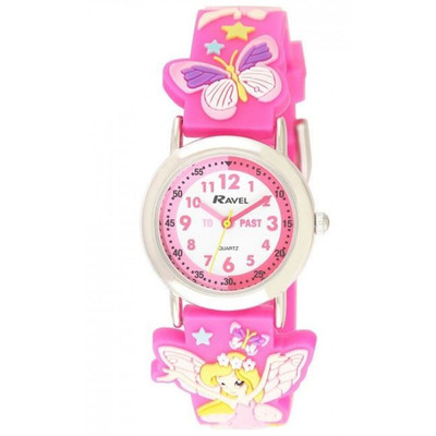 Kinderuhr Baby Rosa 27mm Silikonarmband 3D Cartoon Fairy Time Lehrer Zifferblattgröße