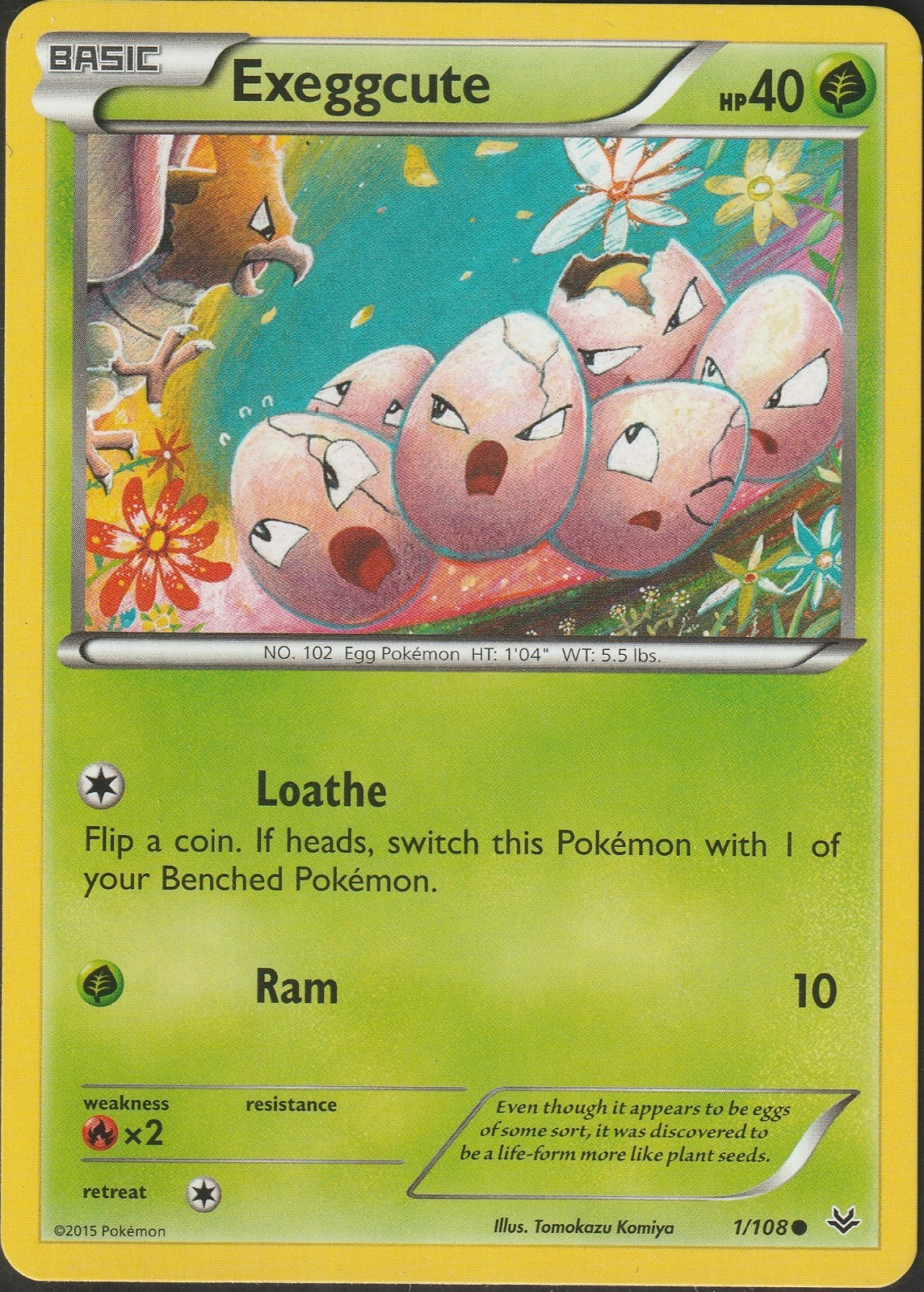 Exeggcute 1/108 - XY Roaring Skies Pokemon Card - Tomokazu Komiya Art