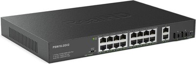 16 Gigabit PoE+ Switch with 2 Gigabit SFP Uplink Ports Total Budget 300W Output