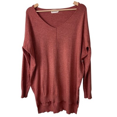 Dreamers Women's Size M/L Dusty Rose V-Neck High Low Hem Long Sleeve Sweater