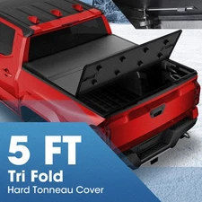 5FT Short Hard 3-Fold Tonneau Cover For 2016-2025 Toyota Tacoma Truck Bed Black