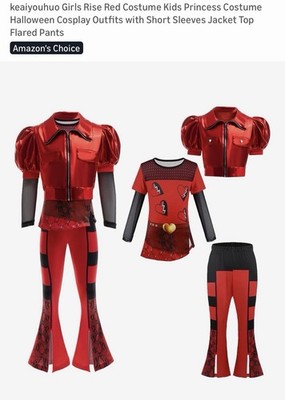 Girls Princess Red Cosplay Costume Halloween Coat Skirts Pants children Carnival