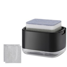 Kitchen Dish Soap Dispenser with Sponge Holder, 2-in-1 Countertop Soap Pump D...