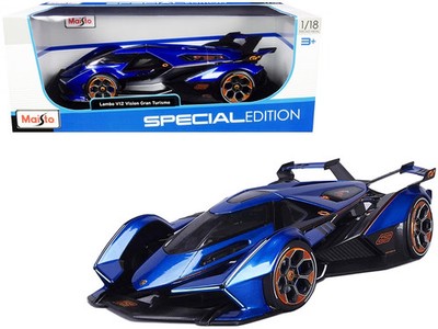 Lamborghini V12 Vision Gran Turismo Blue Metallic 1/18 Diecast Model Car by Mais