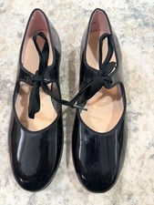 Capezio Black Patent Leather Tap Shoes Women s Sz 9 Excellent See Photo s