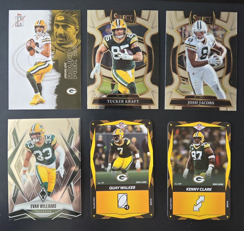 2024-2025 Green Bay Packers 6 Card Lot  Topps & Panini Jordan Love, Tucker Kraft