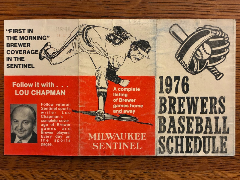 1976 MILWAUKEE BREWERS Schedule - Milwaukee Sentinel