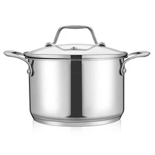 NutriChef 4.15lbs Stainless Steel Soup Pot Heavy Duty Induction Pot w/Lid