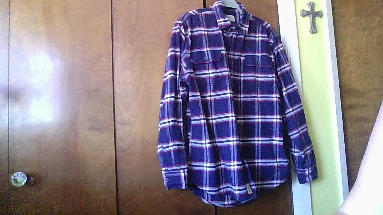Jachs Size Large Flannel Shirt Button-Up Long Slv 100% Cotton Blue Plaid NICE!