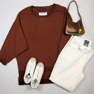 Oversized Sweater Tunic Dolman Soft Lounge Pullover Minimalist Round Neck NWT