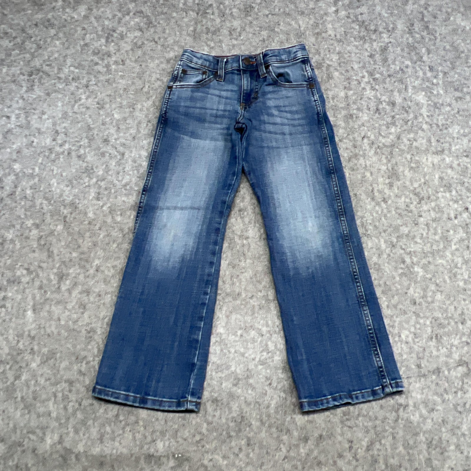 Kids 8 Blue Relaxed Bootcut Stretch Denim Adjustable Waist
