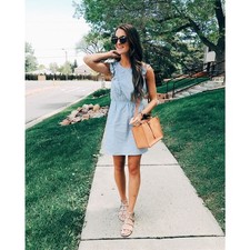 Madewell Bellflower Ruffle Dress in Craft Blue Chambray