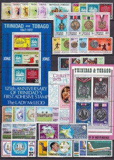 TRINIDAD & TOBAGO EARLY 1970s COLLECTION 11 SETS 3 M/SHEETS NEVER HINGED MINT