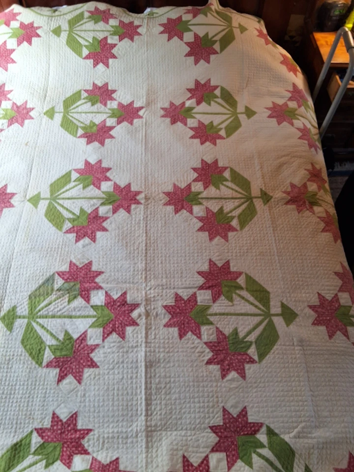 Gorgeous, 1800's Quilt Carolina Lilly 94" ×75. - Image 2 of 4
