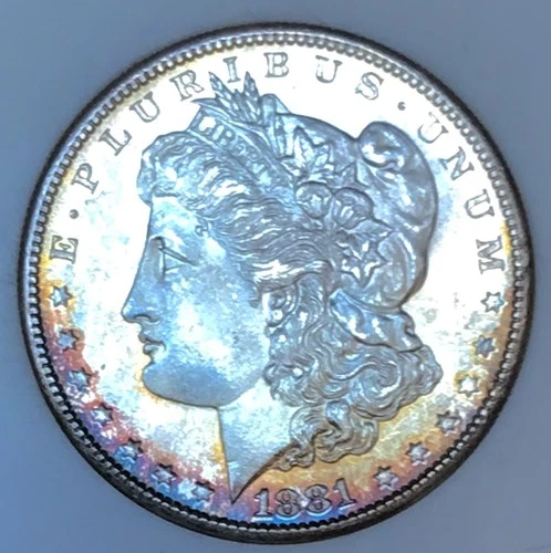 1881 S MORGAN DOLLAR! SEMI PROOF LIKE! RAINBOW STUNNER! BEYOND PRETTY!NR#G2276