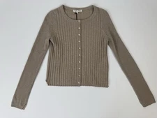 ALEX MILL NEW $145 KB RIB VISCOSE/COTTON/WOOL/CASHMERE PUMICE CARDIGAN SIZE S