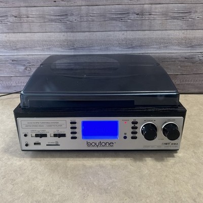 Boytone BT-19DJS-C 3-Speed Stereo Turntable AM/FM Radio USB/SD/AUX Cassette MP3