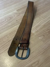 Vintage Hickok Brown Embossed Leather Buckle Womens 32 Belt