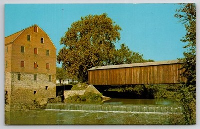 Bollinger Mill Covered Bridge Burfordville MO Whitewater Creek Postcard