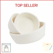 Juvale Small Round Cotton Rope Storage Baskets - Nesting Storage Bin Pack - Cott