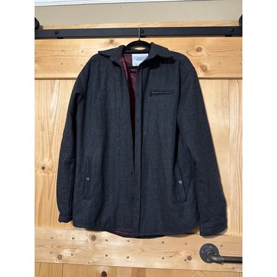 Trouvaille Paris Men s Mouthe Wool Jacket Charcoal Gray Quilt Lined Dark Red XL
