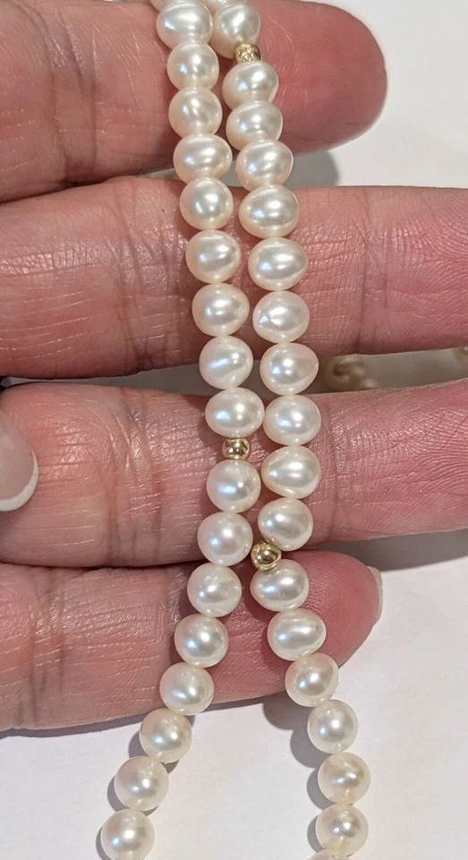 Leach Garner Designer 14k Yellow Gold 6mm Genuine High Luster Pearl 18" Necklace - Image 2 of 4