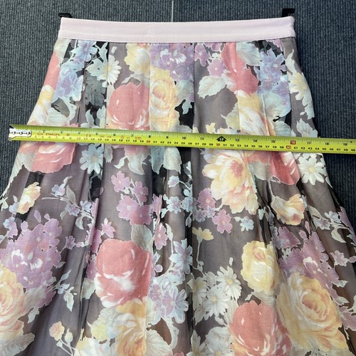 Ted Baker midi skirt size 1 pink pastel floral linen mix cottage core romantic - Picture 6 of 24