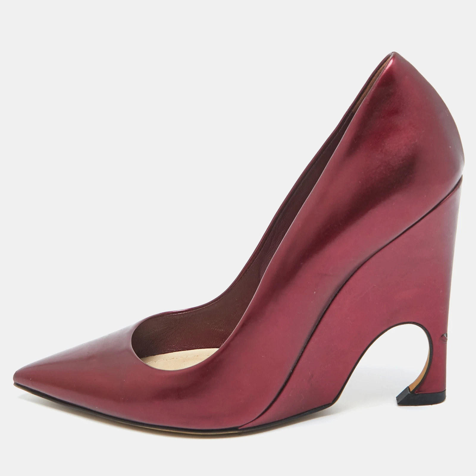 Escarpins à coin cuir métallique Dior Bourgogne taille 36,5