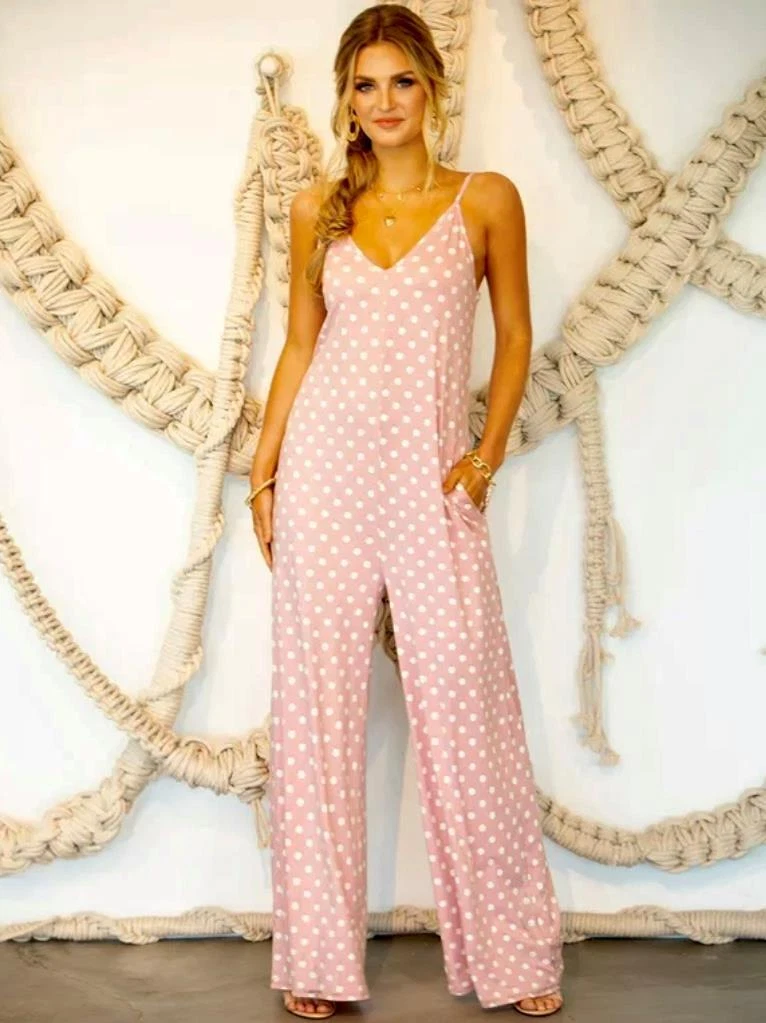 Pink and white best sale polka dot jumpsuit