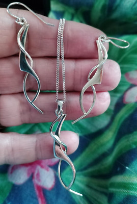 Set Heide aus Biberbrooks 925 Sterling Silber Tropfen Anhänger Halskette & Ohrringe