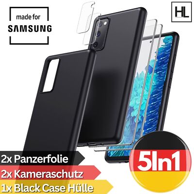 Hülle für Samsung S22 S21 A32 Kameraschutz Glas TPU Case Silikon Matt Schwarz 9H