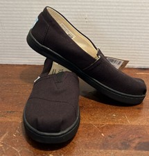 Toms Belmont Black Canvas Slip On Shoe Size Girls 2 NWT