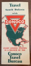 Vintage Travel With Conoco Travel Bureau South Dakota Road Map (A4)