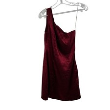 Lulus Women's One Shoulder Mini Sheath Dress Burgundy Size XS New Zip