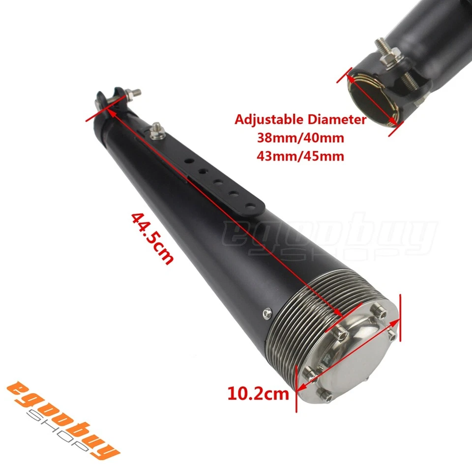 Motorcycle Muffler Exhaust Pipe Silencer 43cm For Dirt Bike Scooter ATV 37-45mm - Imagem 2 de 4