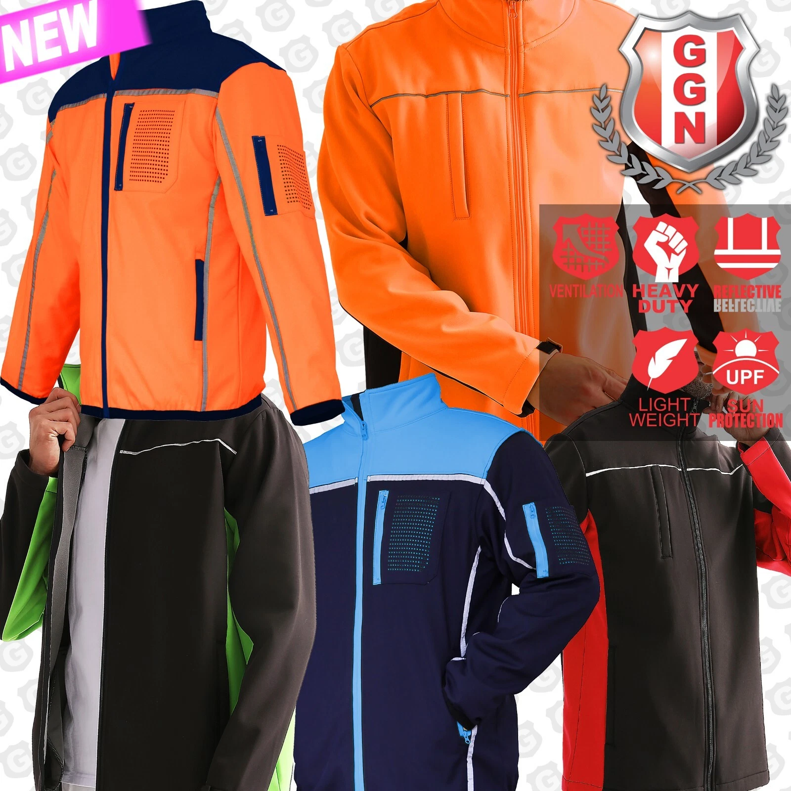 Work Softshell Jacket, HI VIS Bomber Jacket Reflective Workwear
Opens in a new window or tab
