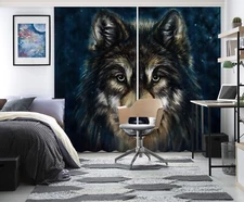 3D Painted Wolf ZHUA4372 Animal Photo Curtain Window Blockout Fabric Amy 2023