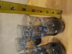 Vintage Libbey Smokey Blue Glasses w/ White & Blue Flowers Tumblers Set Of 6  — photo 2